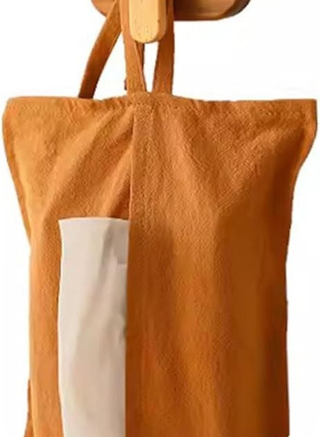 صندوق مناديل منسوج بلون الكراميل، قابل للغسل، مزخرف للتخزين في غرفة المعيشة والمطبخ والغرفة - Image 4