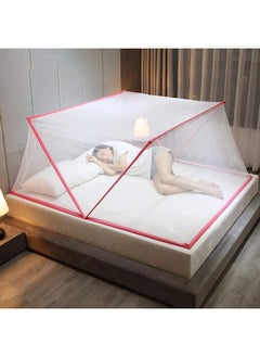 Y&D Foldable Portable Mosquito Net Fabric Pink/White 1.9x0.8x0.8meter  - Image 1
