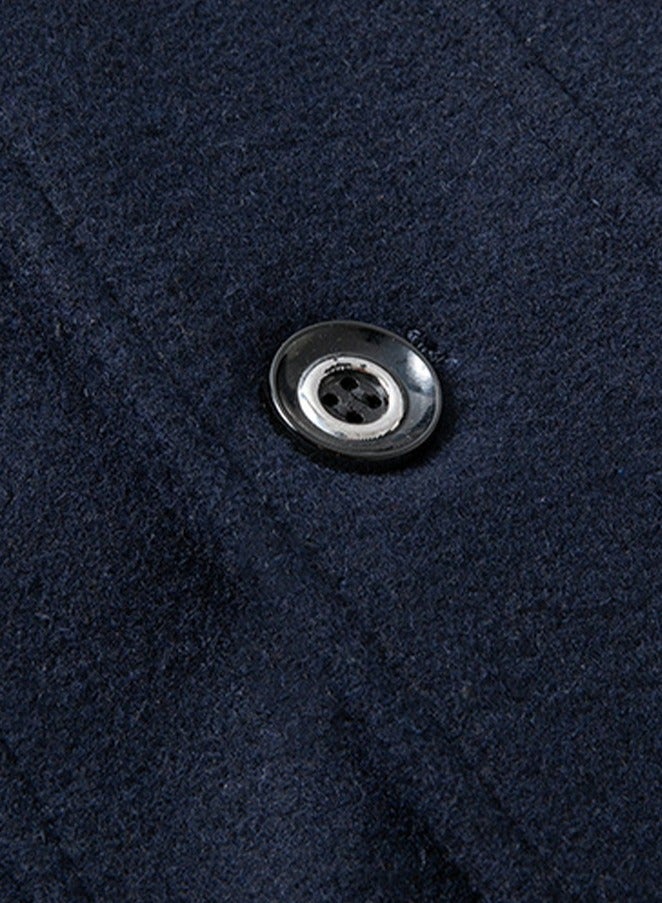 Loquat Men's Double Collar Wool Blend Coat Winter Trench Coat With Detachable Soft Scarf Jacket Navy Blue - Image 4