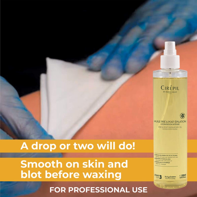 Cirepil - Pre & Post Depilatory Oil - Protects Skin for Comfortable Waxing & Removes Wax Residue - Soothing Jasmine Scented Formula - Professional Pump Bottle, 250ml - Image 3