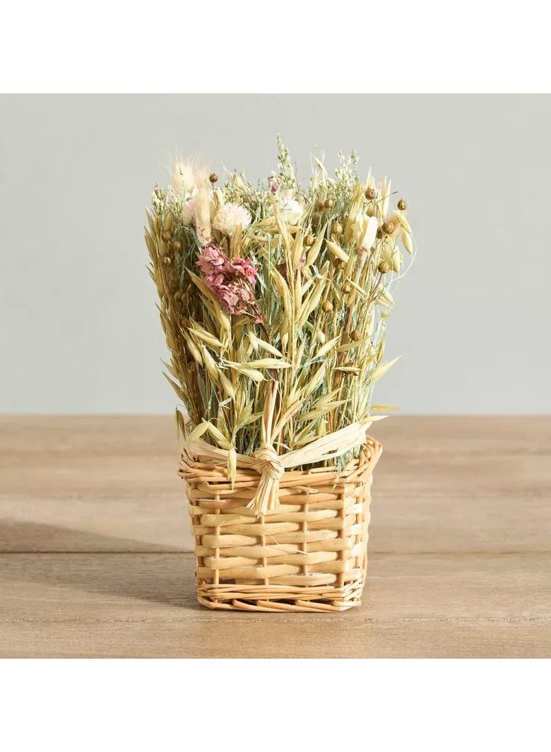 هوم بوكس تنسيق زهور مايلي في سلة من الخيزران - 15 سم - Image 1