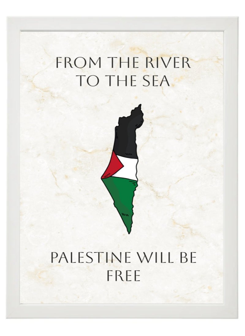 Boomah Accessories Palestine Map - Free Palestine Poster with Frame 30x40cm 