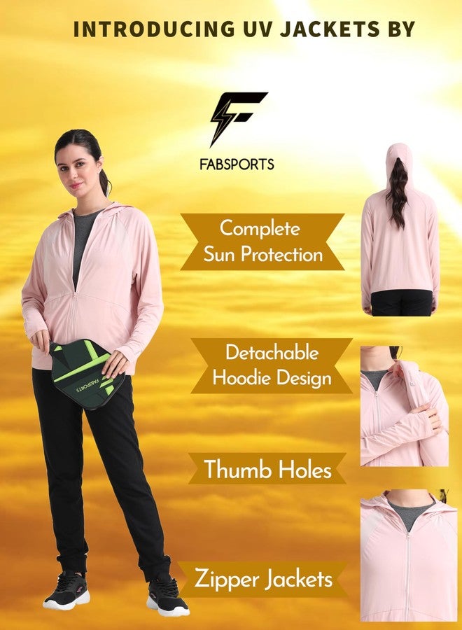 FABSPORTS Women Nylon Standard Length UV Protection Sun Screen Jacket, Full Zip Sun Protection Clothing, Lightweight with UPF 50+ for Outdoors, with Pockets, White, Large - Image 3
