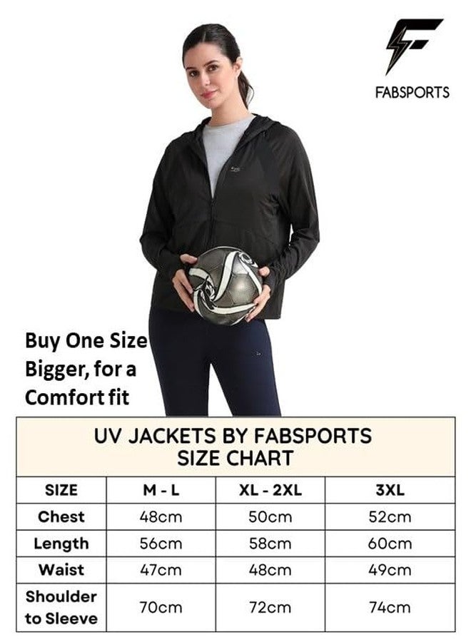 FABSPORTS Women Nylon Standard Length UV Protection Sun Screen Jacket, Full Zip Sun Protection Clothing, Lightweight with UPF 50+ for Outdoors, with Pockets, White, Large - Image 5