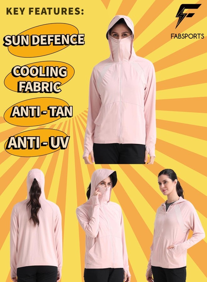 FABSPORTS Women Nylon Standard Length UV Protection Sun Screen Jacket, Full Zip Sun Protection Clothing, Lightweight with UPF 50+ for Outdoors, with Pockets, White, Large - Image 4
