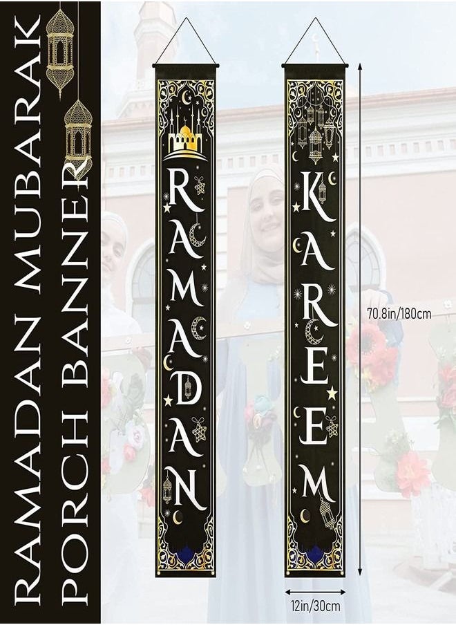 Tiokkss Ramadan Decorations for Home Ramadan Kareem Hanging Banner Decorations - 72x12 Inch Ramadan Banner Front Door Porch Sign Decorations for Home Indoor Outdoor  - Image 2
