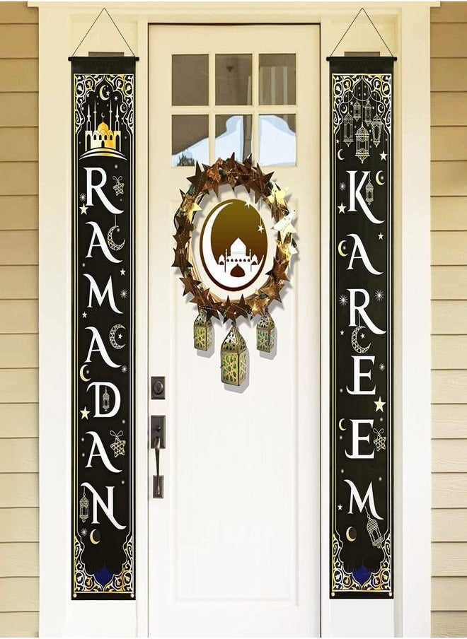 Tiokkss Ramadan Decorations for Home Ramadan Kareem Hanging Banner Decorations - 72x12 Inch Ramadan Banner Front Door Porch Sign Decorations for Home Indoor Outdoor  - Image 1