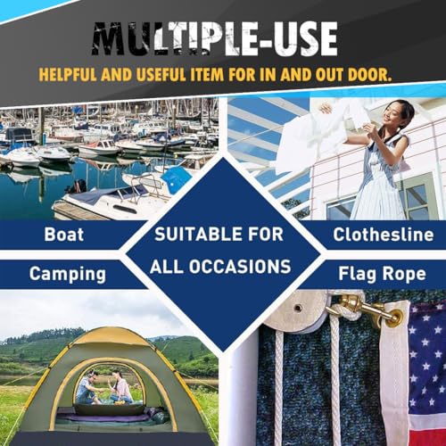 PH PERKHOMY PerkHomy 100 ft 3/16" (5mm) Cotton Rope Multi Purpose Utility Diamond Braided Cord, Natural Cotton for Clothes Line Camping Crafting Flag Pole, Natural White - Image 5
