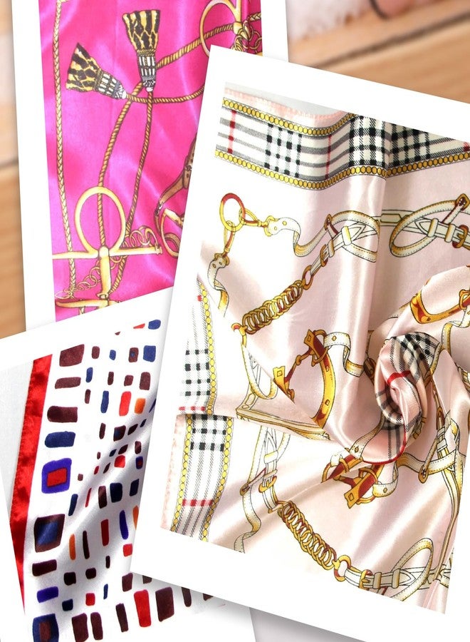 VANTOBEST 10PCS 50 x 50 cm Fashion Small Square Satin Scarves Fashion Printed Scarf Handkerchiefs Neck Head Scarf Scarves Necktie Headband Wristband for Ladies Girls Accessories (Random) - Image 5