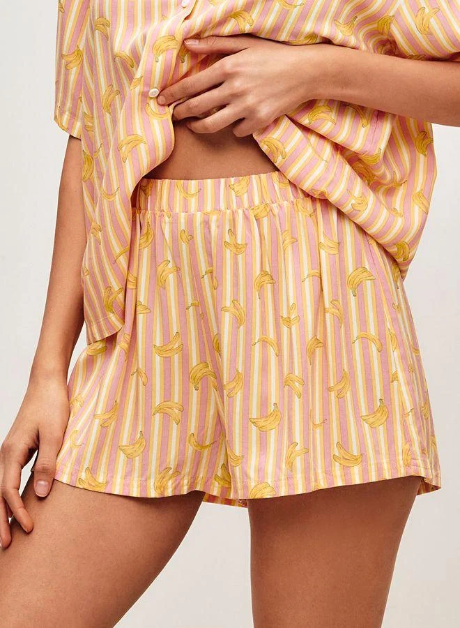 Undiz Striped shirt and shorts set with banana patterns