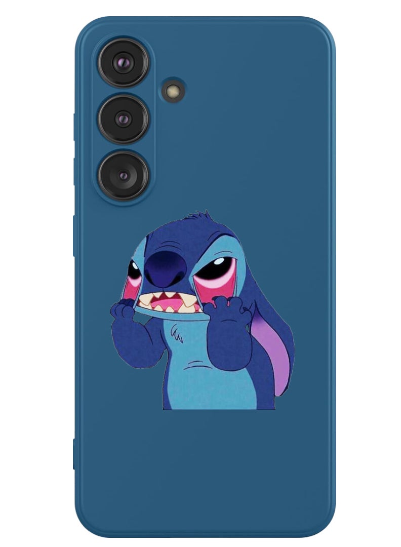 Theodor Protective Slim Fit Case Liquid Silicone Cover with Full Body Protection Anti-Scratch Shockproof Case For Samsung Galaxy S24 Plus (Blue) - Stitch - Image 1