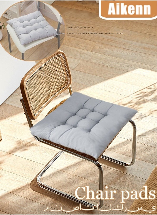 Aikenn Chair Pads Seat Cushion with Ties Square Floor Chair Seat Pads Solid Thicken Comfortable Tufted Seat Cushion Reading Cushion Pad (Gray)  - Image 1