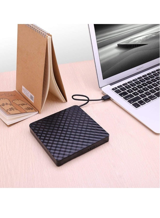 External DVD Drive, USB 3.0 CD/DVD +/-RW Drive Portable CD DVD Player Burner Reader Writer, Slim Optical CD ROM Drive for Laptop Desktop PC Windows 10/8/7/XP/Linux/Vista(Black) - Image 2