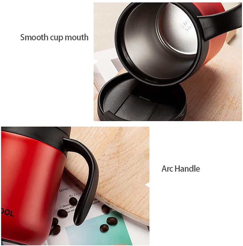 SIYANSHU 350 ML Insulated Coffee Mug Stainless Steel Coffee Mug with Handle Lid Double Vacuum Wall Stainless Steel Beer Mug ravel Mug Tumbler for Hot Cold Drinks Red - Image 5