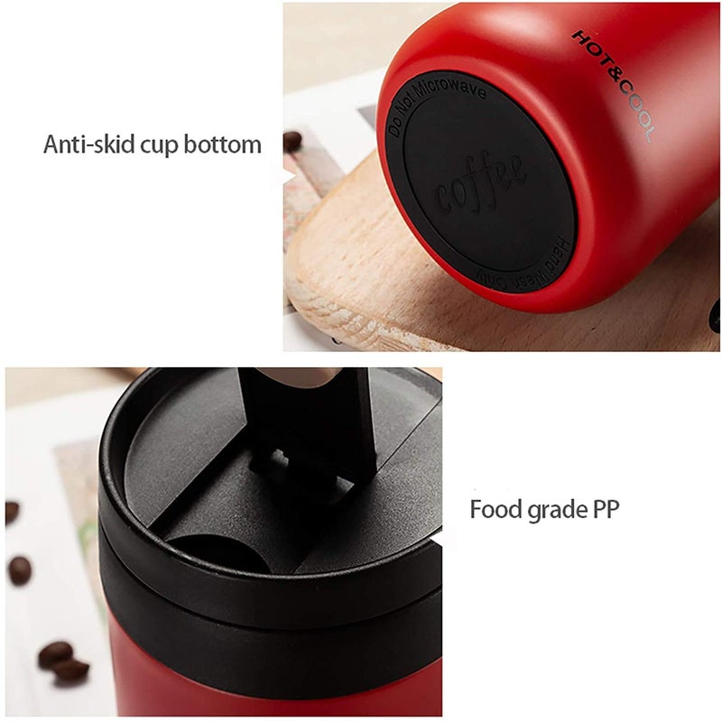 SIYANSHU 350 ML Insulated Coffee Mug Stainless Steel Coffee Mug with Handle Lid Double Vacuum Wall Stainless Steel Beer Mug ravel Mug Tumbler for Hot Cold Drinks Red - Image 4