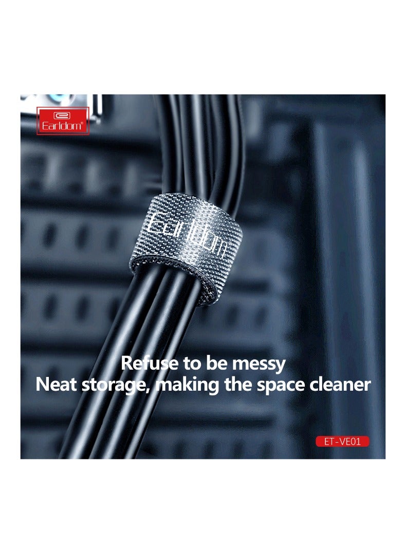 Earldom 3M Strong Velcro Cable Organizer – Reusable & Cuttable Wire Ties for USB, PC, Phone, Mouse – Black Nylon Cord Management Strap - Image 4