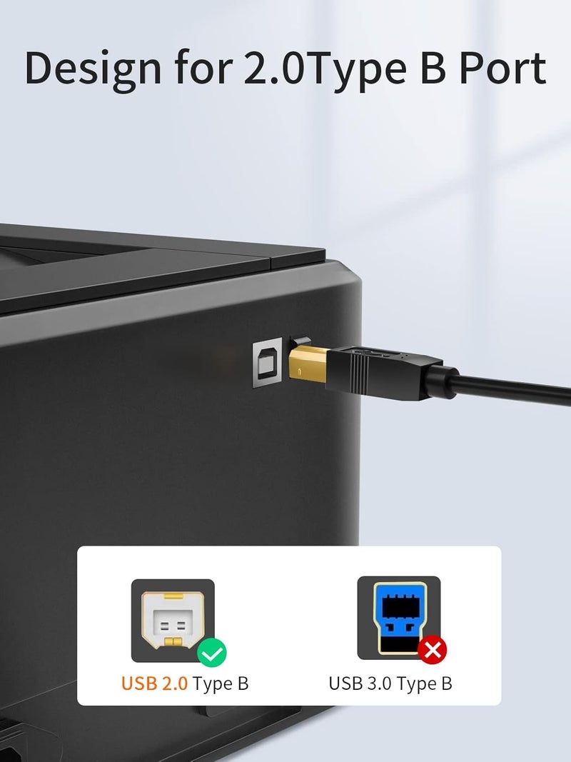 CableCreation كابل طابعة USB-C 3.3 قدم كابل USB-C إلى طابعة USB-C إلى B | كابل ماسح ضوئي كابل طابعة إلى USB-C كابل MIDI لبيانو ياماها كاسيو الرقمي ووحدة تحكم MIDI ووحدة تحكم DJ، 1 متر أسود - Image 4