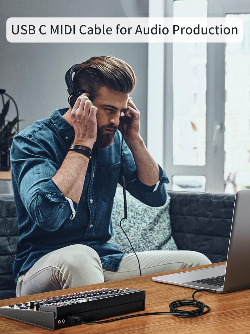 CableCreation كابل طابعة USB-C 3.3 قدم كابل USB-C إلى طابعة USB-C إلى B | كابل ماسح ضوئي كابل طابعة إلى USB-C كابل MIDI لبيانو ياماها كاسيو الرقمي ووحدة تحكم MIDI ووحدة تحكم DJ، 1 متر أسود - Image 3