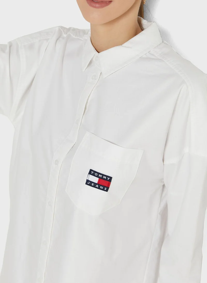 TOMMY JEANS Oversized Pocket Detail Button Down Dress