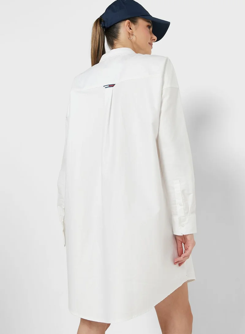TOMMY JEANS Oversized Pocket Detail Button Down Dress