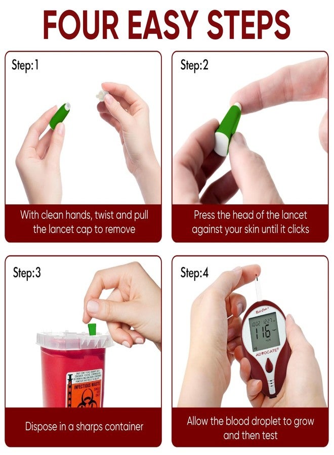 Advocate Pressure Activated Safety Lancets with Automatic Retractable Needle for Blood Sugar Sampling, Green, 21G x 2.4mm, Box of 100 - Image 3