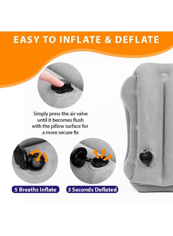 Skyrest Inflatable Travel Pillow - Airplane Pillow for Neck Support on Long Flights, Buses, Cars, Office & Trains - Comes with Eye Mask, Earplugs & Portable Drawstring Bag - Grey - Image 4