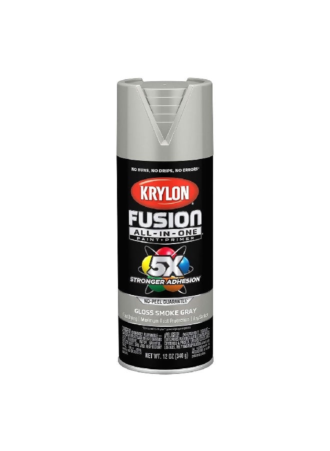 كرايلون فيوجن الكل في واحد رذاذ الطلاء والطبقة الأولية باللون الرمادي الدخاني اللامع 12 أوقية (340 جم)، K02723007 - Image 1