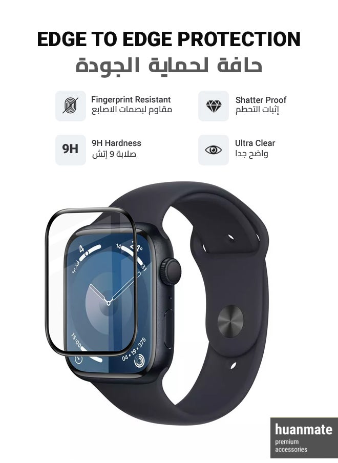 huanmate - Premium Screen Protector For Apple Watch Series 9 45 mm Black/Clear - Image 1