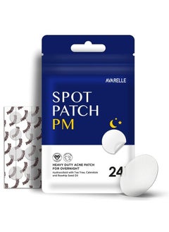 AVARELLE Acne Spot Patch PM Acne Clearing Device & Thick Hydrocolloid Spot Treatment with Tea Tree Oil for Acne, Calendula Oil, and Rosehip Seed, Certified Vegan, Cruelty Free (PM (24 Count))  - Image 1