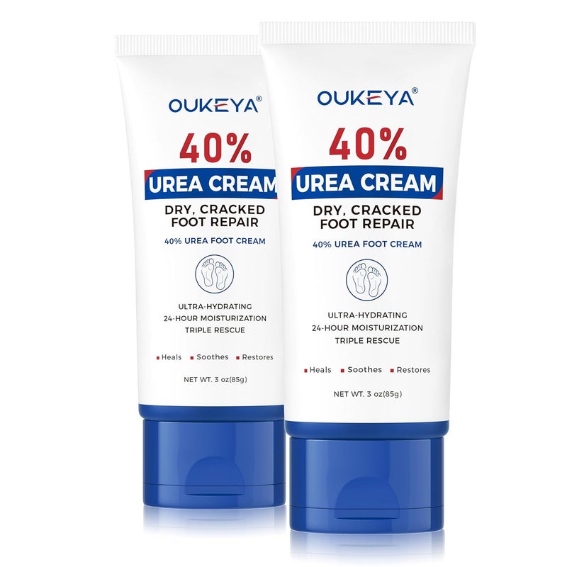 OUKEYA Urea Cream 40 Percent Tube 3 Oz, Urea Foot & Hand Cream for Dry Cracked, 40 per Urea Lotion for Feet Maximum Strength
