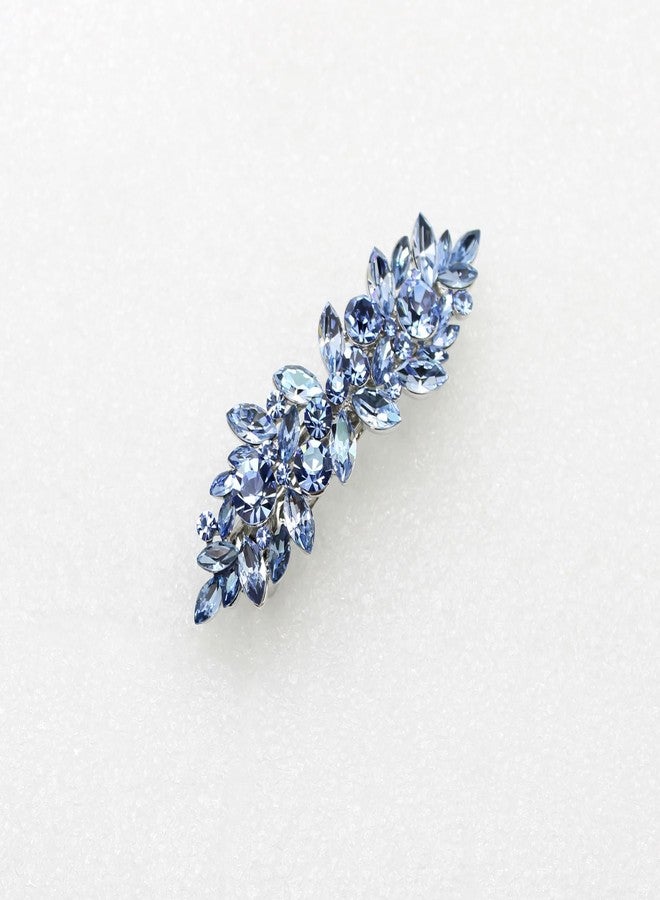 Faship Gorgeous Light Blue Rhinestone Crystal Floral Hair Barrette Clip - Image 3