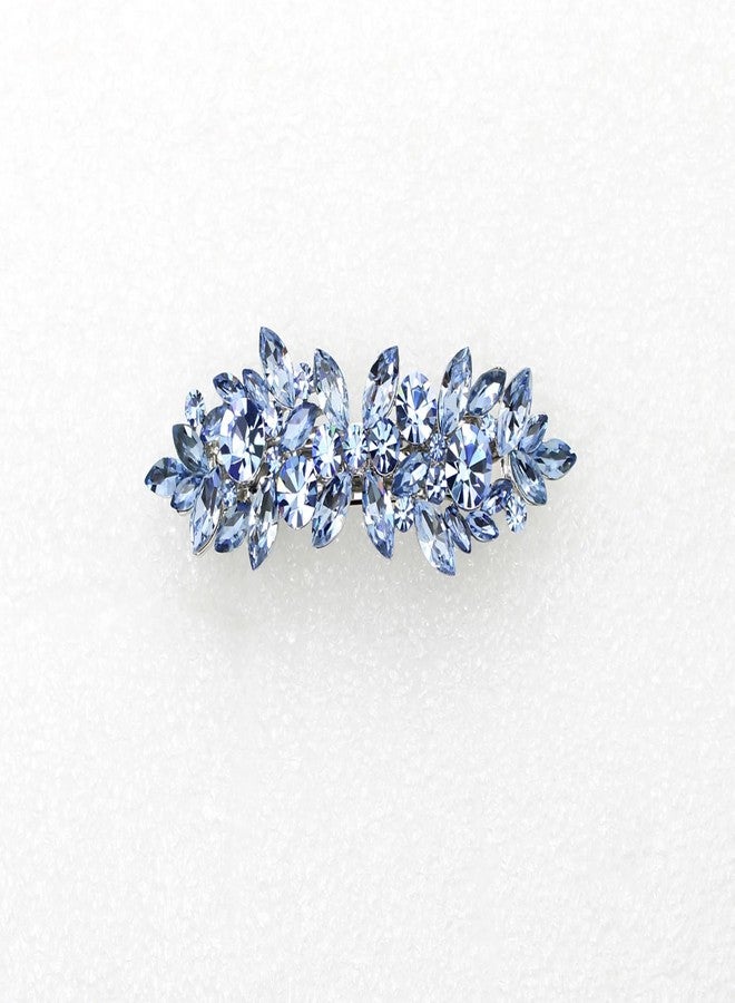 Faship Gorgeous Light Blue Rhinestone Crystal Floral Hair Barrette Clip - Image 2