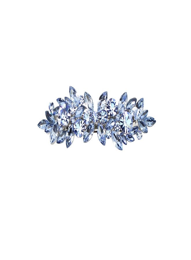 Faship Gorgeous Light Blue Rhinestone Crystal Floral Hair Barrette Clip - Image 1