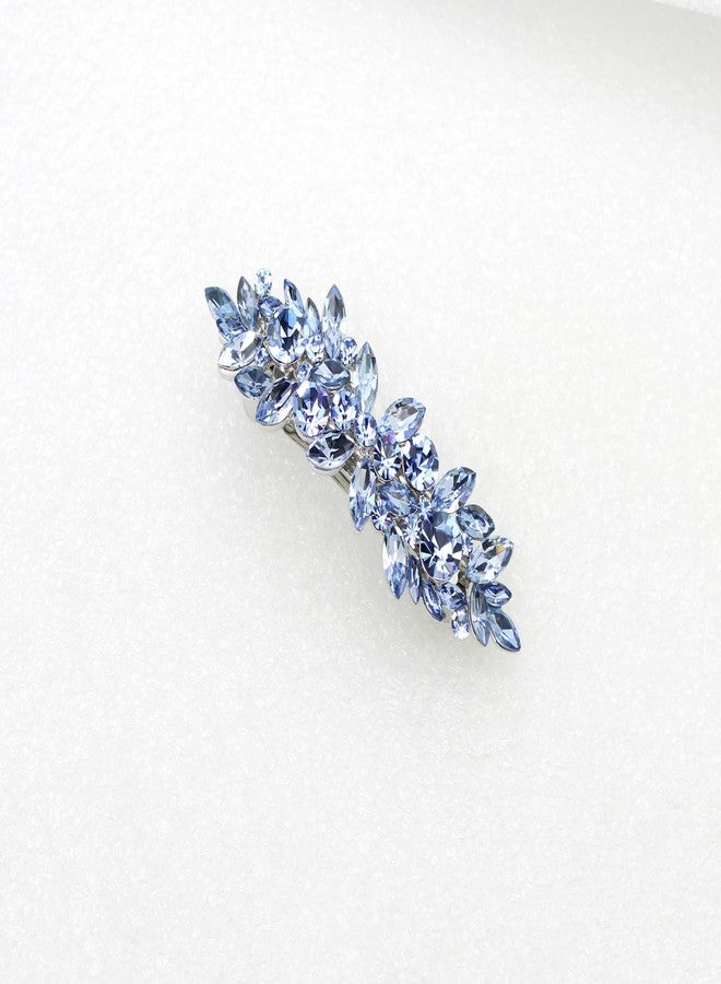 Faship Gorgeous Light Blue Rhinestone Crystal Floral Hair Barrette Clip - Image 4