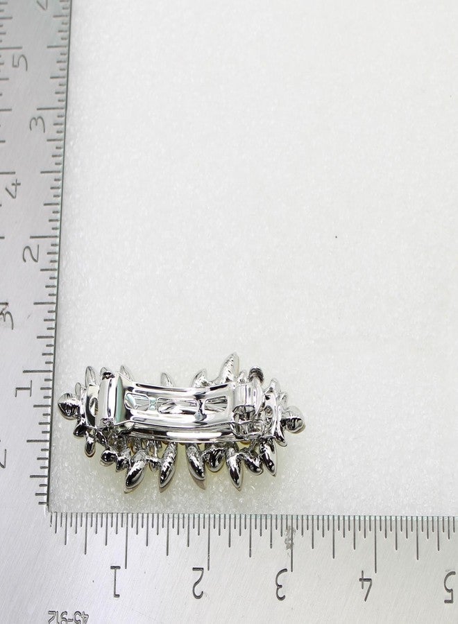 Faship Gorgeous Light Blue Rhinestone Crystal Floral Hair Barrette Clip - Image 5