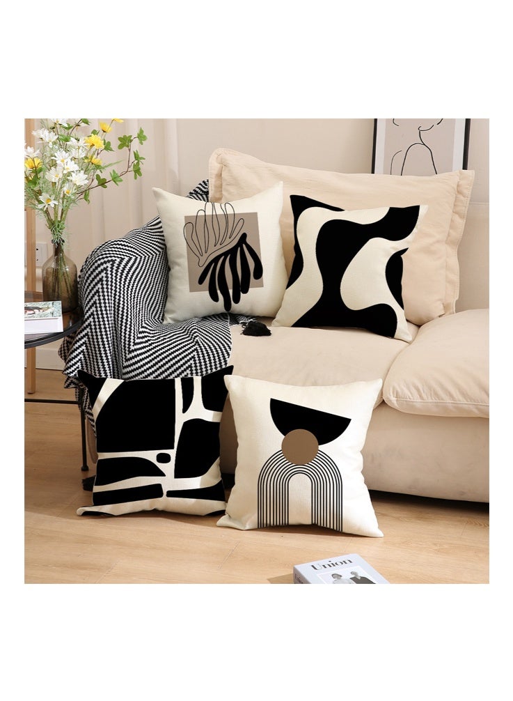 أفهوغو 4 قطع من أغطية وسائد مزخرفة بنقوش هندسية مقاس 18 × 18 بوصة (45 × 45 سم)، أغطية وسائد عصرية بنمط تجريدي للأريكة وغرفة المعيشة وديكور المكتب، أغطية وسائد ناعمة من البوليستر مع سحاب مخفي. - Image 2