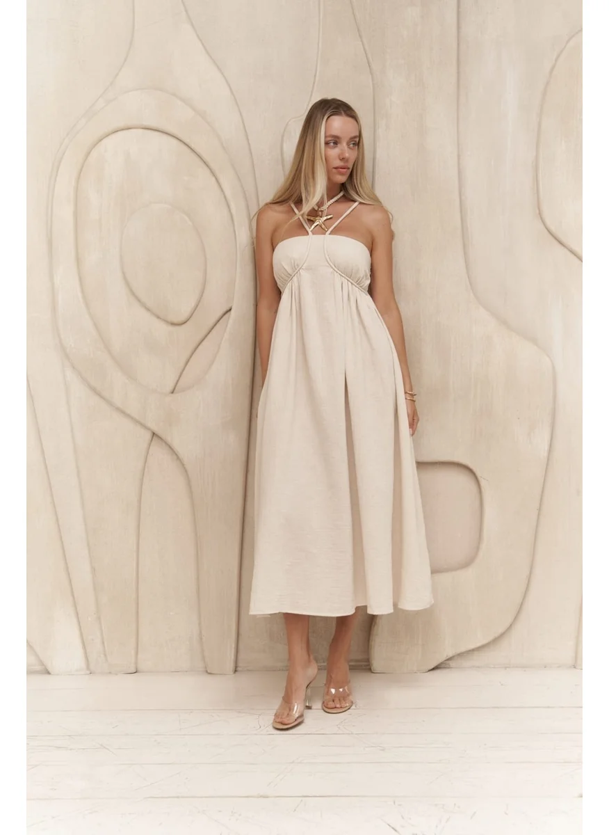 Bohemai Begonia Beige Muslin Dress