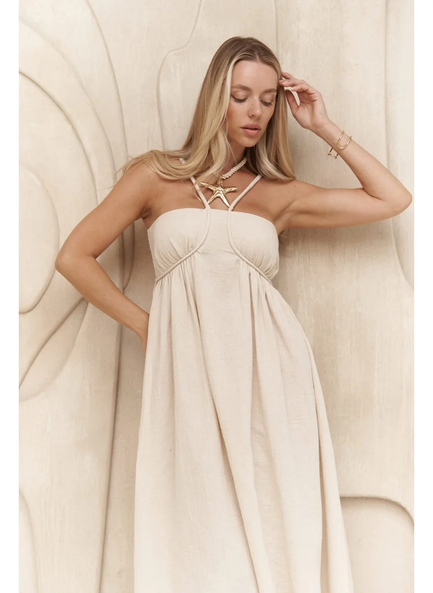 Bohemai Begonia Beige Muslin Dress