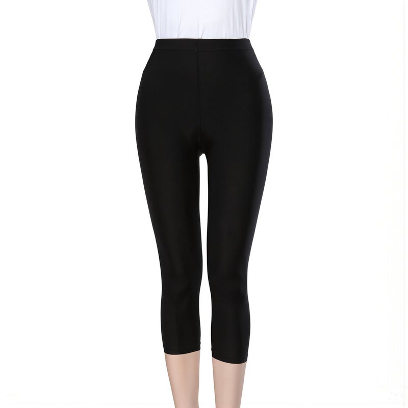 Upgrade Women Capri Leggings High Stretch Quick Dry No Fade Anti Wrinkle Soft Gray M - Image 1