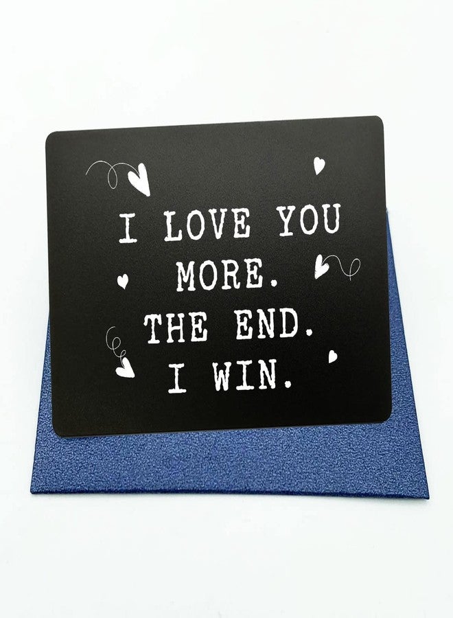 OFlyDesigns Mother and Father's Day Gift for Him or Her, Engraved Wallet Insert Card, “I Love You More The End I Win” Love Message, Black Aluminum Wallet Card Keepsake, Anniversary & Birthday Gift for Couples - Image 5