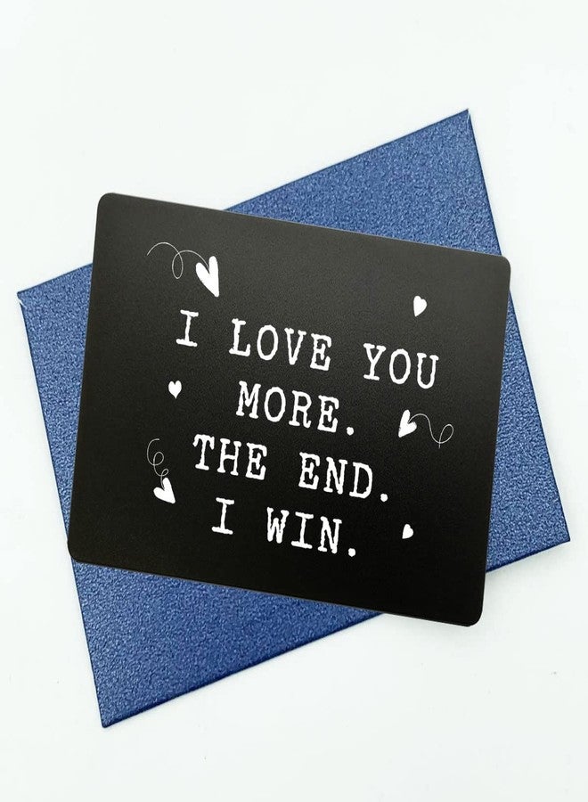 OFlyDesigns Mother and Father's Day Gift for Him or Her, Engraved Wallet Insert Card, “I Love You More The End I Win” Love Message, Black Aluminum Wallet Card Keepsake, Anniversary & Birthday Gift for Couples - Image 3