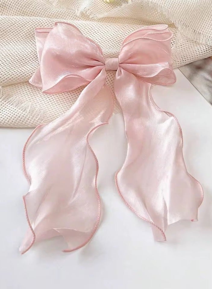 Goolsky 1Pc mesh bow ribbon hair clip, women's high-end headpiece, large hair clip, hair accessory - Image 1