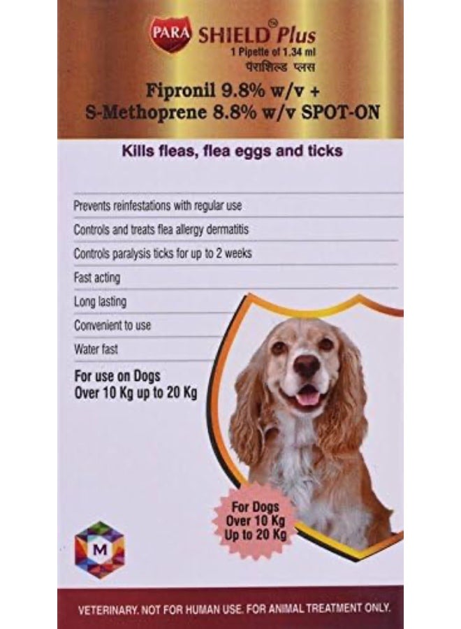 SHIELD PLUS Medfly Healthcare Parashield Plus Spot On Solution for Ticks and Fleas - Dog Over 10 kg up to 20 kg (Pack of 1) - Image 2
