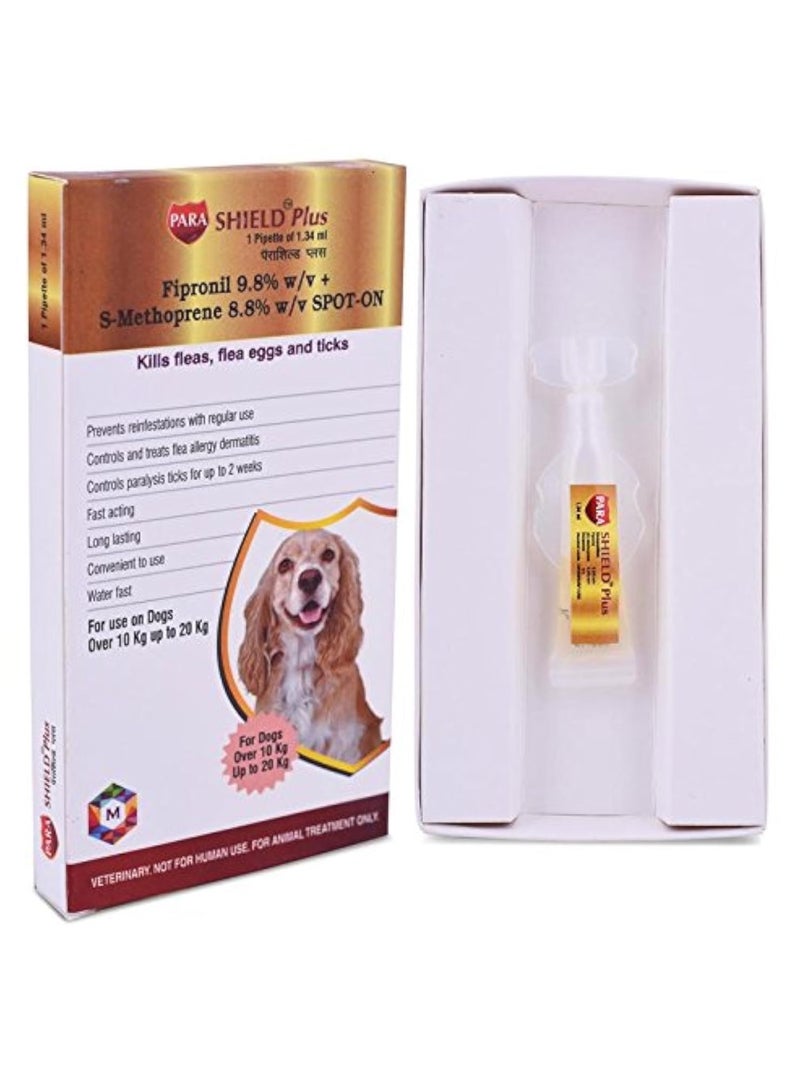 SHIELD PLUS Medfly Healthcare Parashield Plus Spot On Solution for Ticks and Fleas - Dog Over 10 kg up to 20 kg (Pack of 1) - Image 1