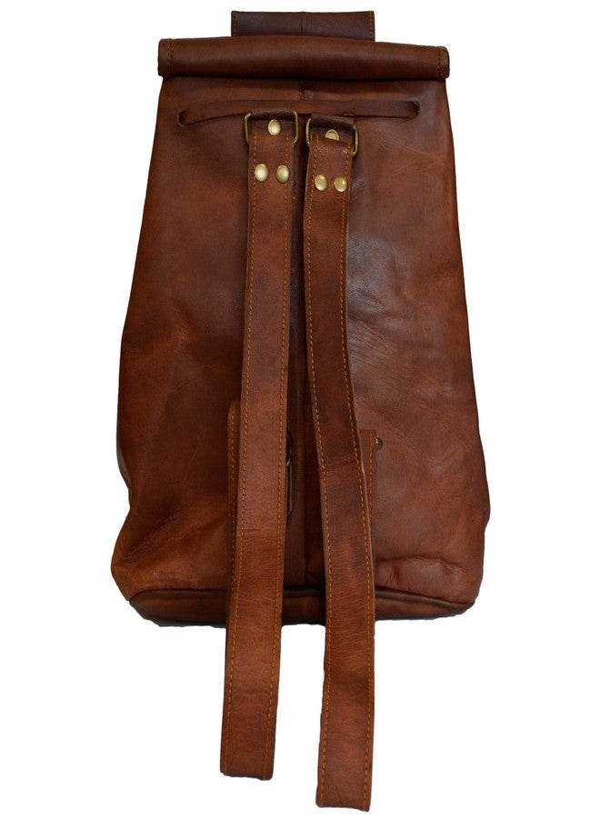 Madosh, Handmade Genuine Leather Small Backpack Casual Daypack School College Bag Men's Women's Unisex Brown Bags - Image 2