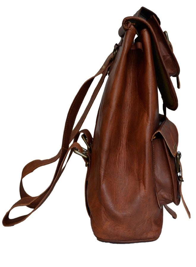 Madosh, Handmade Genuine Leather Small Backpack Casual Daypack School College Bag Men's Women's Unisex Brown Bags - Image 5