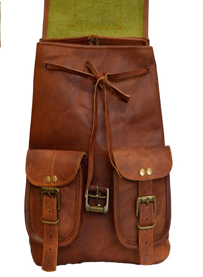 Madosh, Handmade Genuine Leather Small Backpack Casual Daypack School College Bag Men's Women's Unisex Brown Bags - Image 3
