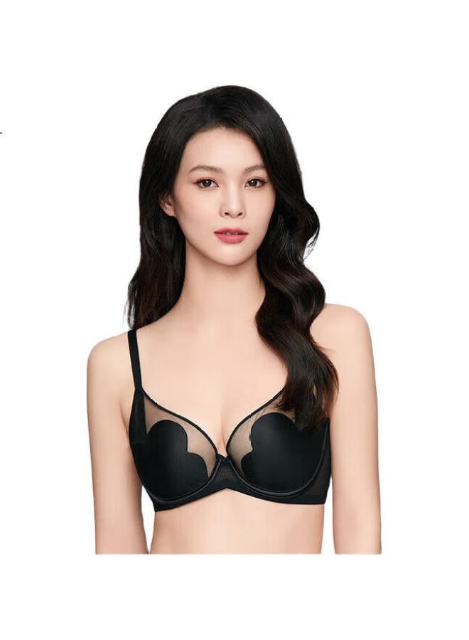 Embry Form Song Yi Same Style Comfortable Petal Cup Push-Up Bra For Large Busts, Slim And Comfortable Women'S Bra Underwear Black Blk 80C - Image 1
