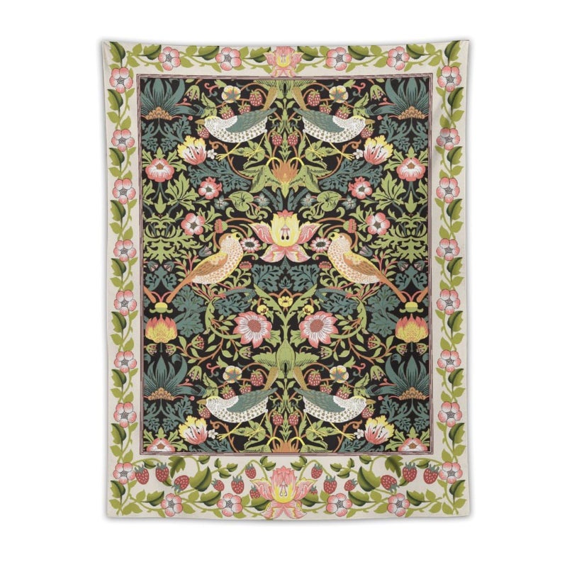 Yearn Jear William Morris Tapestry Wall Hanging,Retro Flower Strawberry Thief Floral Printed Modern Wall Art Decor,Retro Floral Home Decoration for Bedroom Living Room Dorm W30 x 40H Inch - Image 1