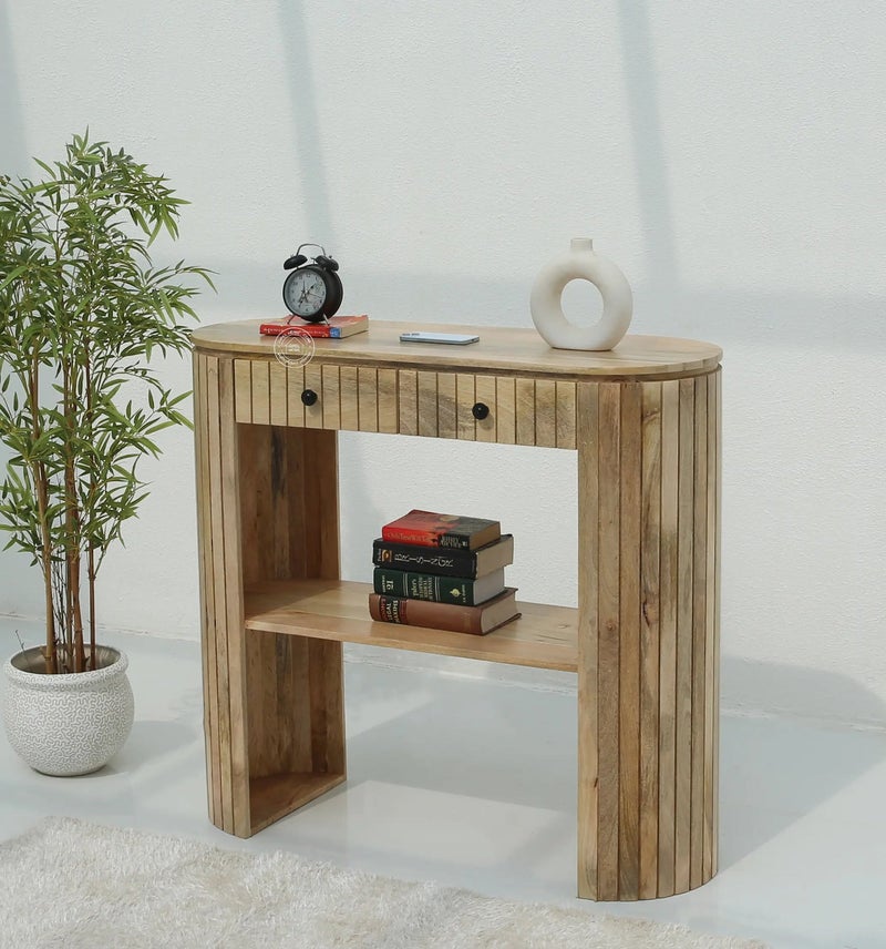 Opel Home SIENNA CONSOLE TABLE WITH 2 DRAWER (NATURAL) (110X40X100) - Image 1
